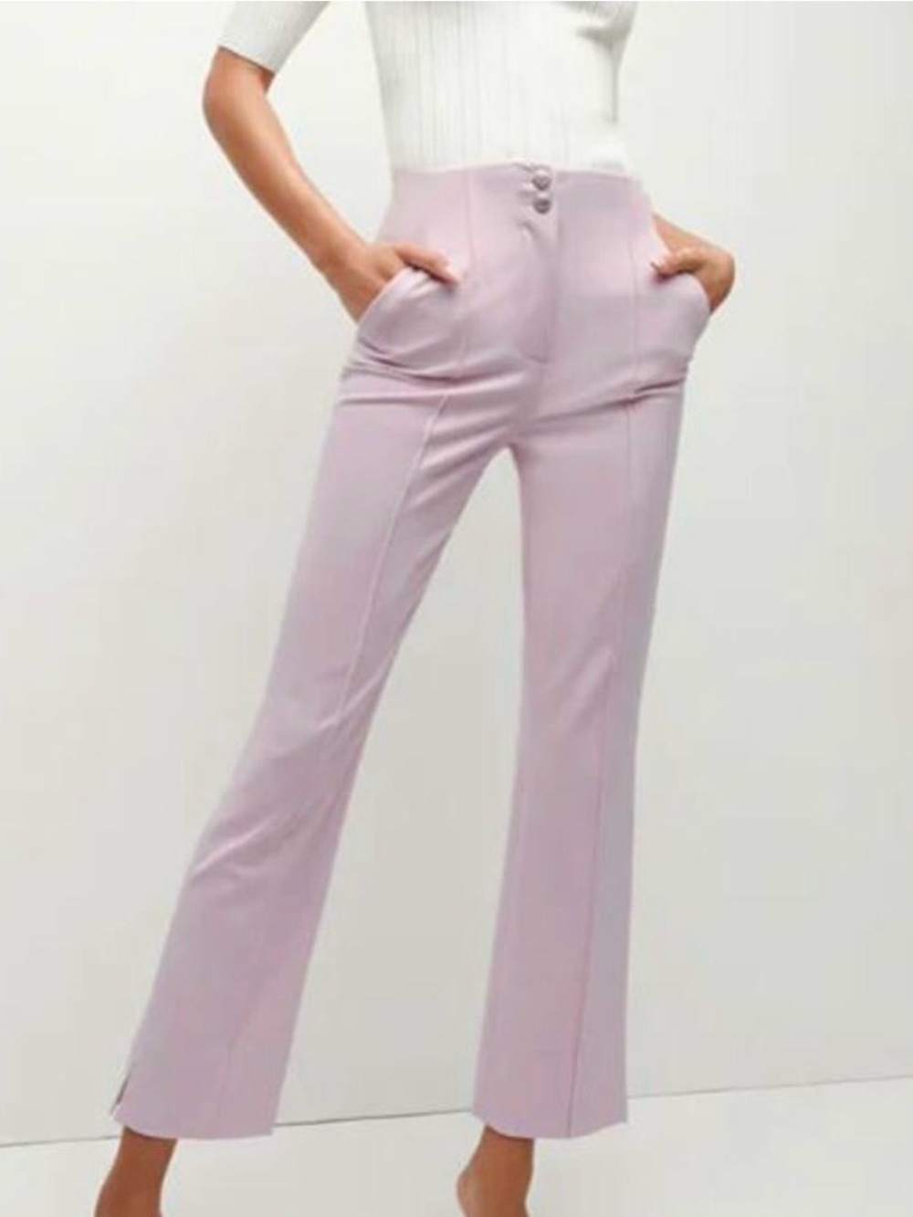 NWT Veronica Beard Kean Stretch Boot-Cut Pants in Barely Orchid Size 6 💜💜💜